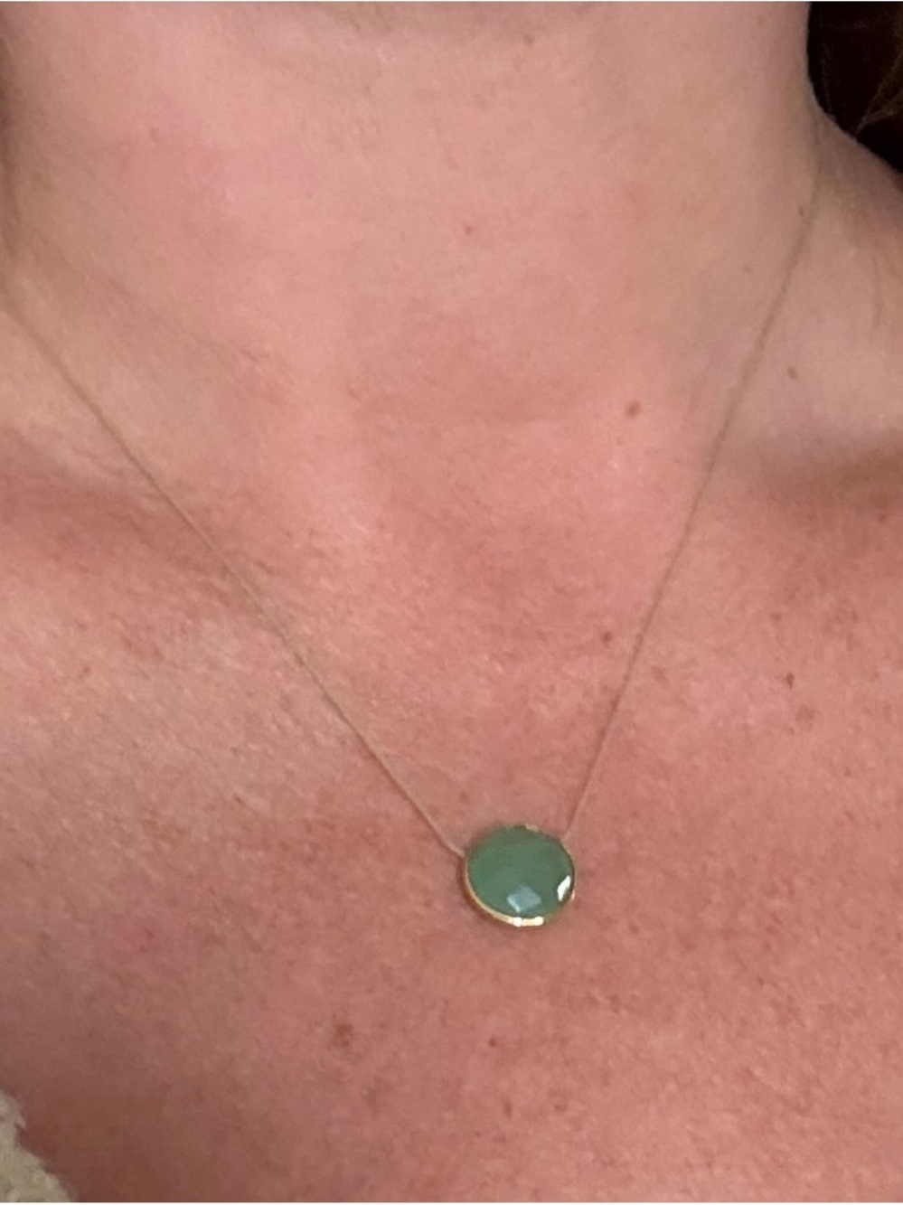Delicate Green Stone Pendant Necklace - Designer